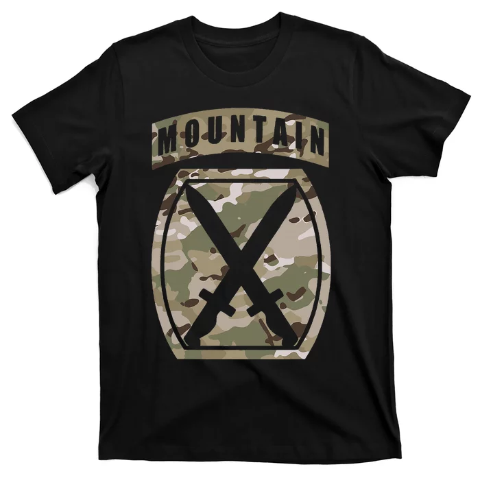 10th Mountain Division Patch 10th Mtn Ocp Multicam Camo T-Shirt