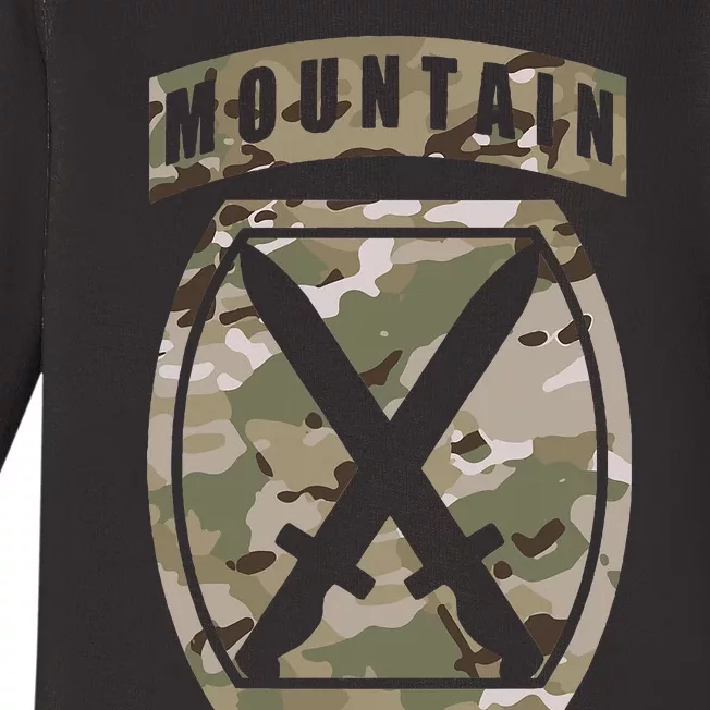 10th Mountain Division Patch 10th Mtn Ocp Multicam Camo Baby Long Sleeve Bodysuit