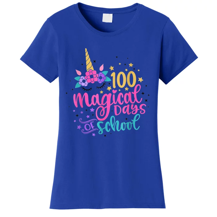 100 Magical Days Of School Unicorn Gift Teacher Student Cute Gift Women's T-Shirt