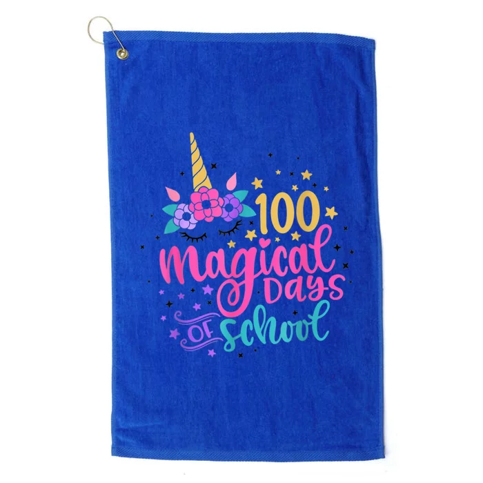 100 Magical Days Of School Unicorn Gift Teacher Student Cute Gift Platinum Collection Golf Towel