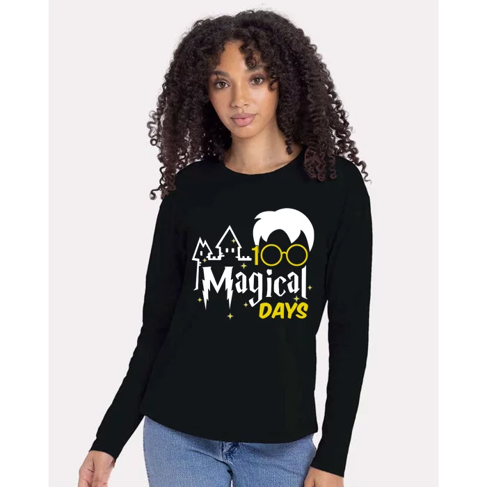 100 Magical Days Wizard 100th Days Of School Womens Cotton Relaxed Long Sleeve T-Shirt