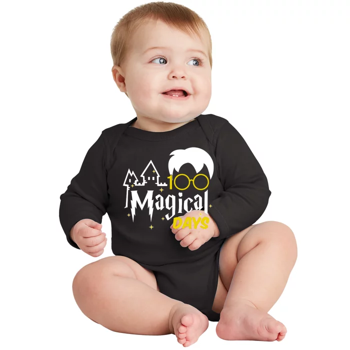 100 Magical Days Wizard 100th Days Of School Baby Long Sleeve Bodysuit