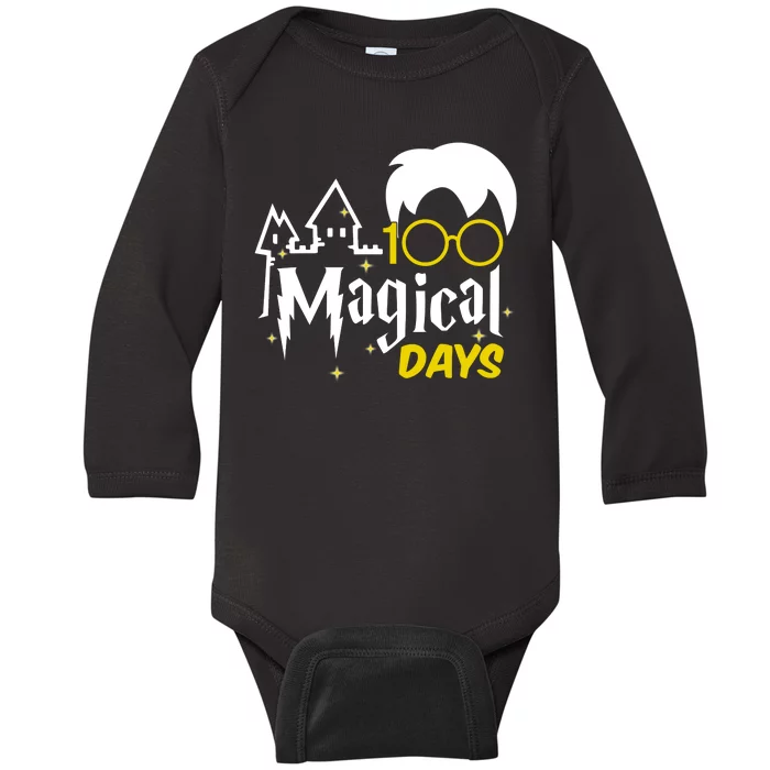 100 Magical Days Wizard 100th Days Of School Baby Long Sleeve Bodysuit