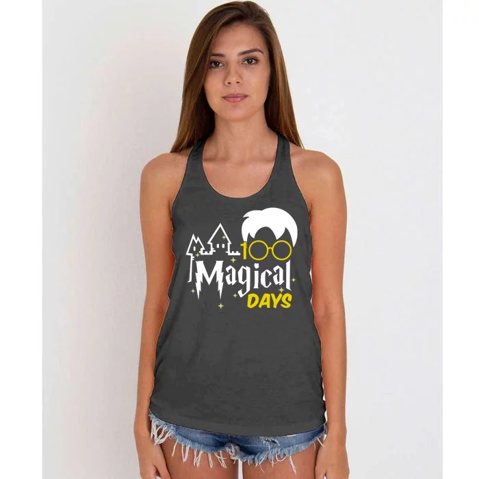 100 Magical Days Wizard 100th Days Of School Women's Knotted Racerback Tank