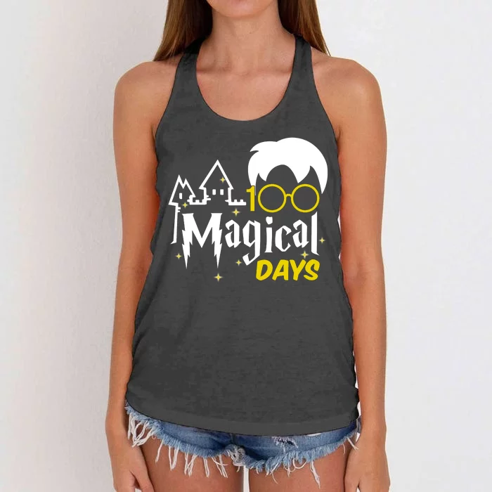 100 Magical Days Wizard 100th Days Of School Women's Knotted Racerback Tank