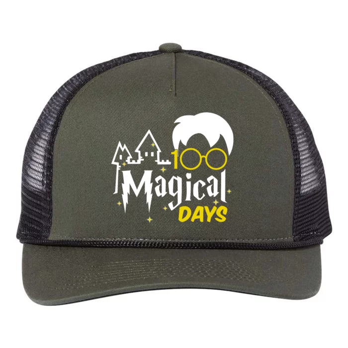 100 Magical Days Wizard 100th Days Of School Retro Rope Trucker Hat Cap