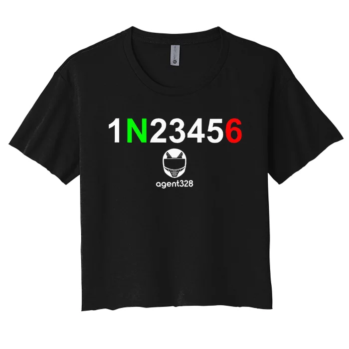 1N23456 Motorcycle Gear Shift Women's Crop Top Tee