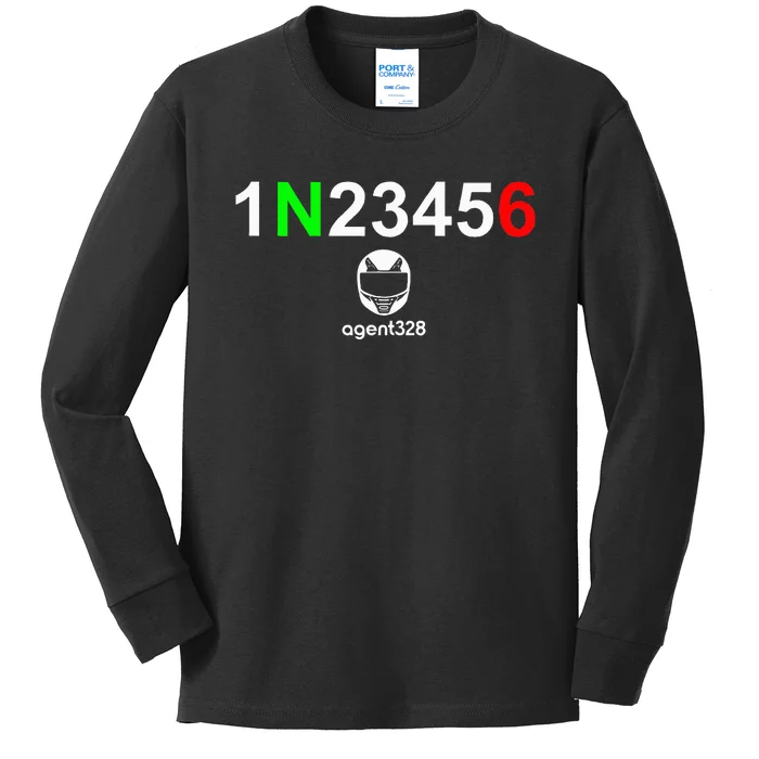 1N23456 Motorcycle Gear Shift Kids Long Sleeve Shirt