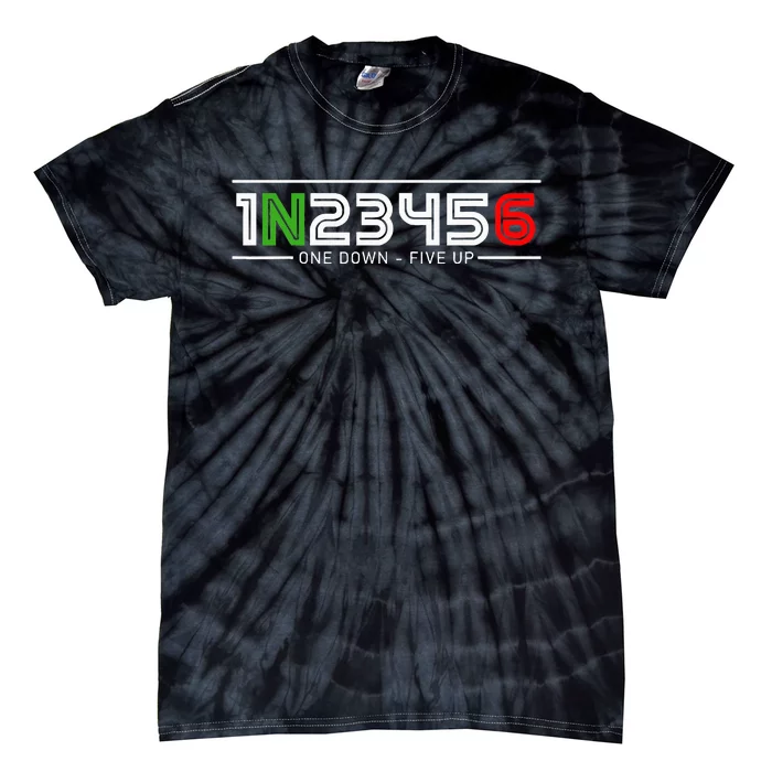 1N23456 Motorcycle Gear Shift Pattern Manual Transmission Tie-Dye T-Shirt