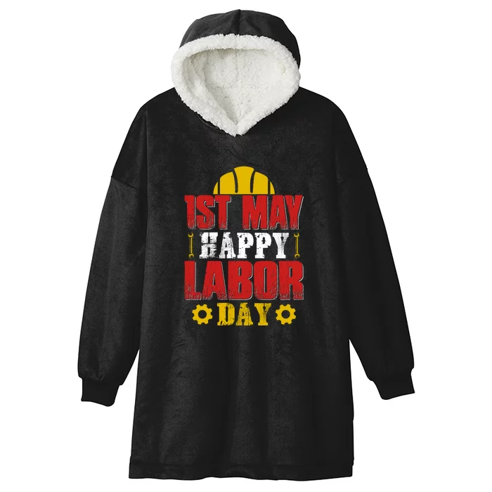 1st May Happy Labor Day Gift Hooded Wearable Blanket