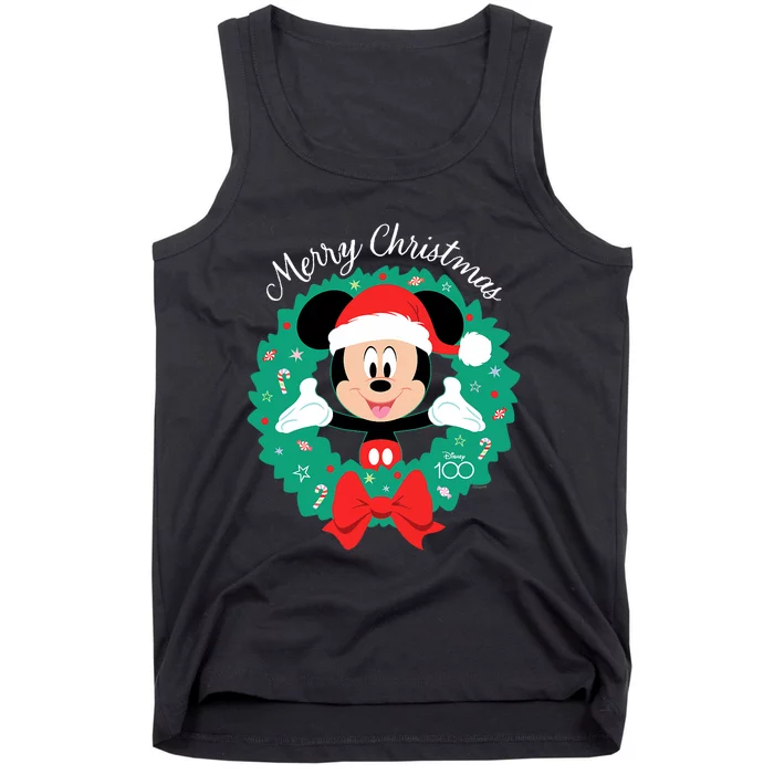 100 Mickey Mouse Merry Christmas Wreath Holiday D100 Tank Top