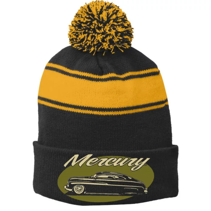 1950 Mercury Olive Low Rider Kustom Lead Sled Custom Hot Rod Stripe Pom Pom Beanie