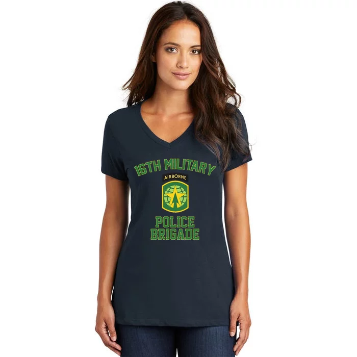 16th Military Police Brigade Veteran Fathers Day Veterans Women's V-Neck T-Shirt