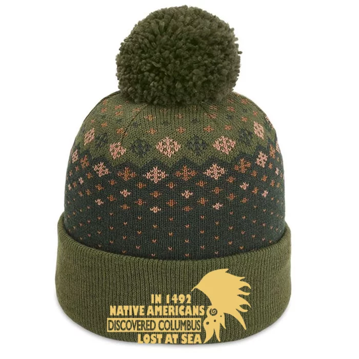 1942 Native Americans Discovered Columbus Indigenous People The Baniff Cuffed Pom Beanie