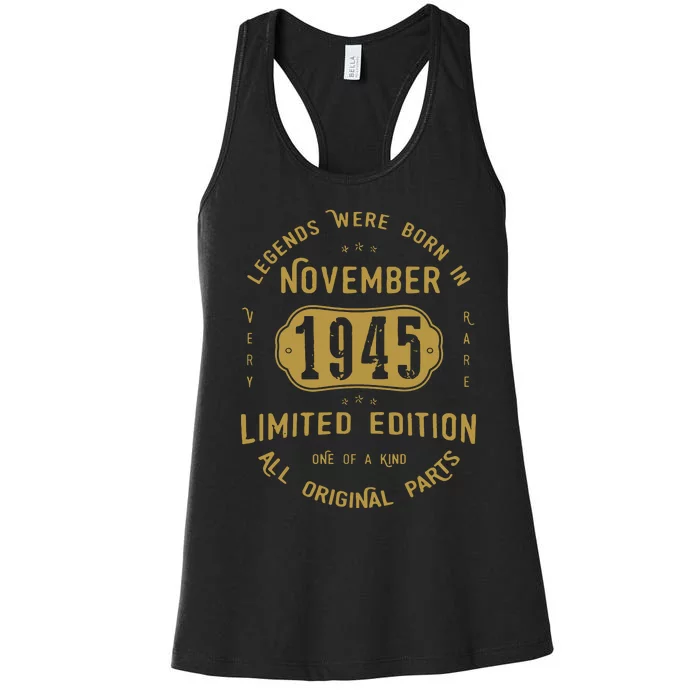 1945 November Birthday 1945 November Limited Edition Women's Racerback Tank