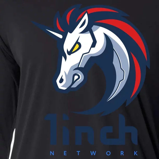 1Inch Network Logo, 1Inch Crypto, Decentralized Exchange DEX Cooling Performance Long Sleeve Crew