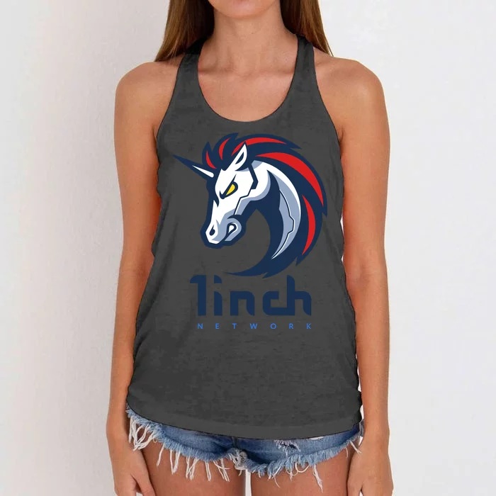 1Inch Network Logo, 1Inch Crypto, Decentralized Exchange DEX Women's Knotted Racerback Tank