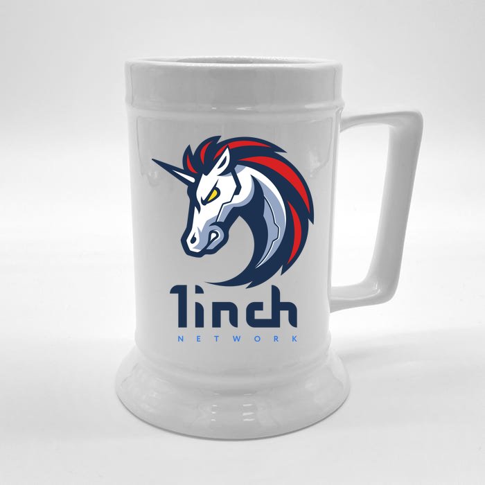 1Inch Network Logo, 1Inch Crypto, Decentralized Exchange DEX Front & Back Beer Stein