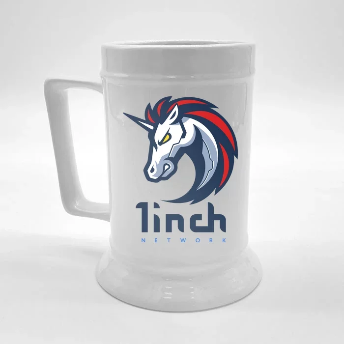 1Inch Network Logo, 1Inch Crypto, Decentralized Exchange DEX Front & Back Beer Stein