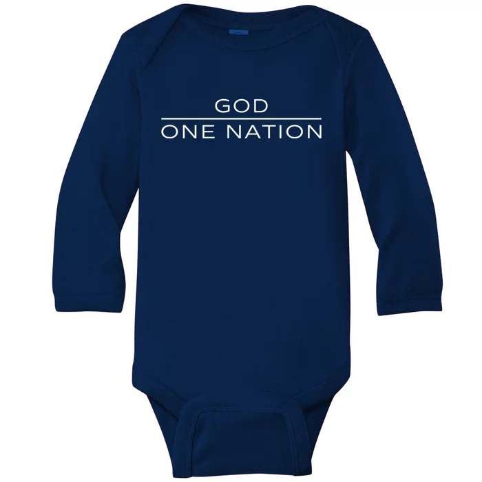 1 Nation Under God Line Art Patriotic Christian Religion Gift Baby Long Sleeve Bodysuit