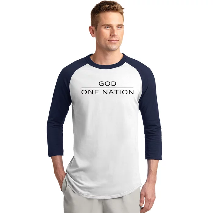 1 Nation Under God Line Art Patriotic Christian Religion Gift Baseball Sleeve Shirt