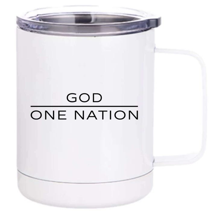 1 Nation Under God Line Art Patriotic Christian Religion Gift Front & Back 12oz Stainless Steel Tumbler Cup