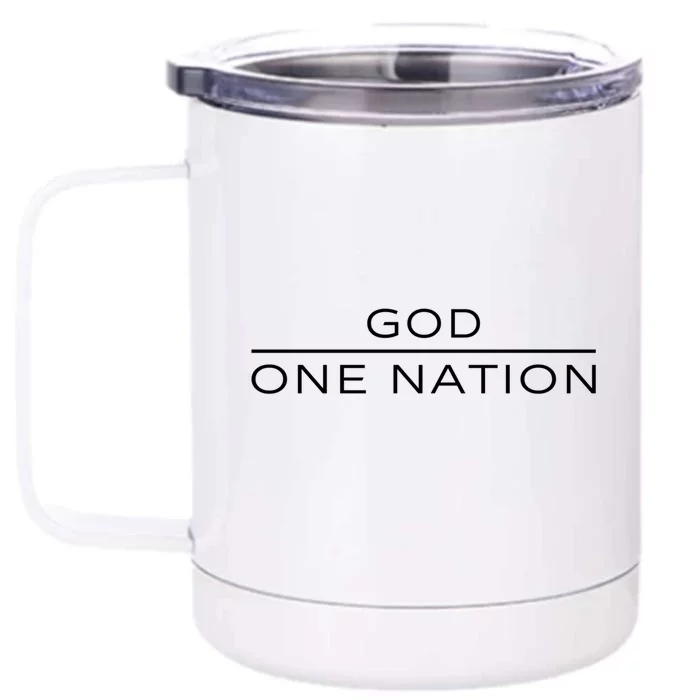 1 Nation Under God Line Art Patriotic Christian Religion Gift Front & Back 12oz Stainless Steel Tumbler Cup