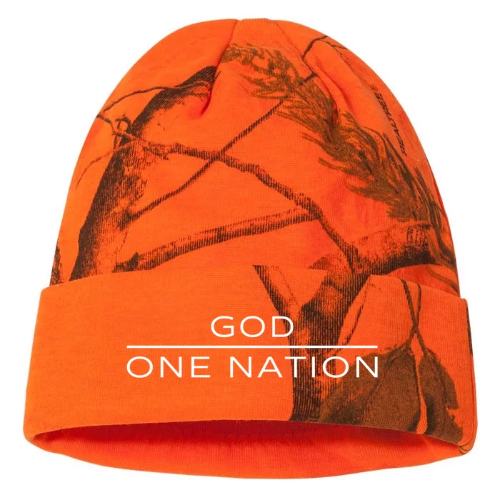 1 Nation Under God Line Art Patriotic Christian Religion Funny Gift Kati - 12in Camo Beanie