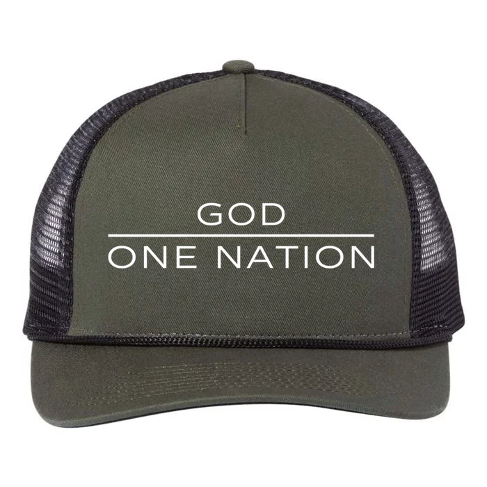 1 Nation Under God Line Art Patriotic Christian Religion Funny Gift Retro Rope Trucker Hat Cap