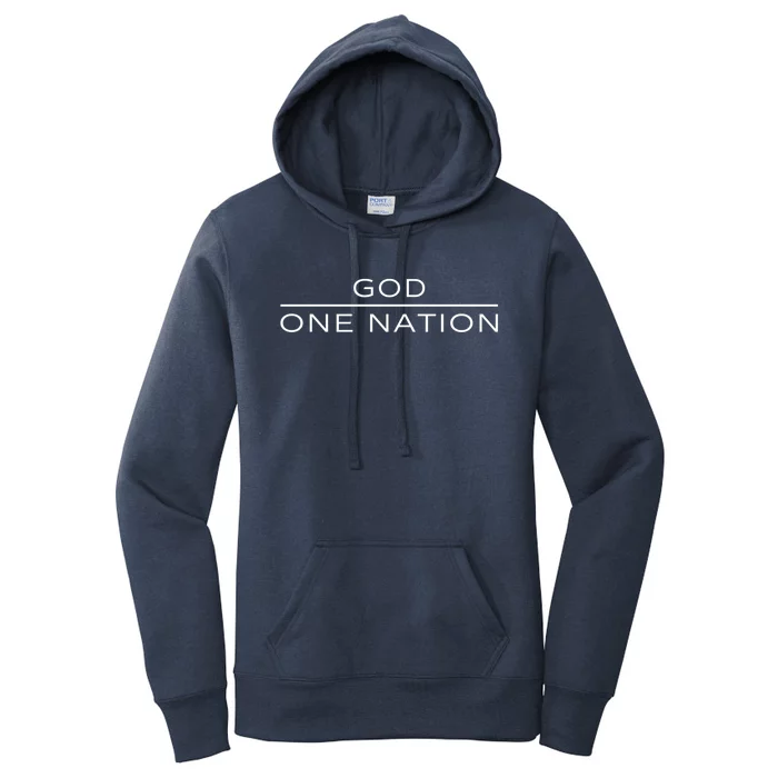 1 Nation Under God Line Art Patriotic Christian Religion Funny Gift Women's Pullover Hoodie