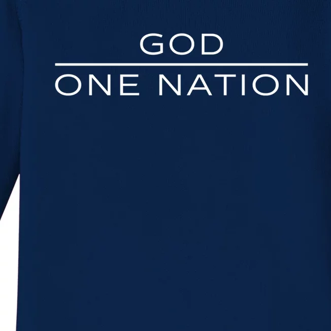 1 Nation Under God Line Art Patriotic Christian Religion Funny Gift Baby Long Sleeve Bodysuit