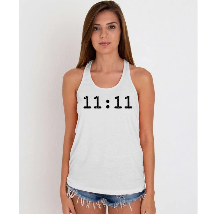 1111 Numerology Vintage Style Spiritual Awakening Women's Knotted Racerback Tank