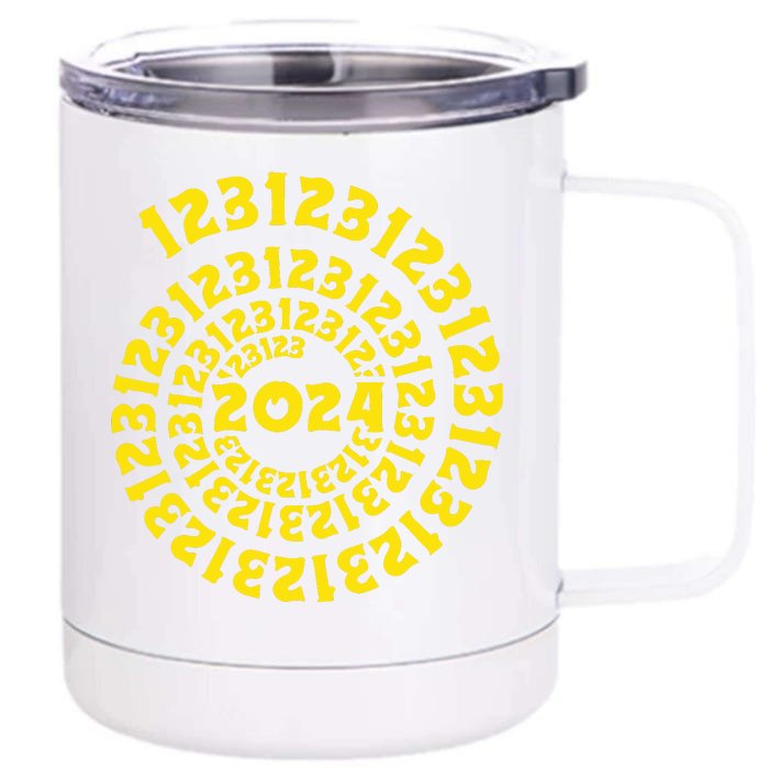 123123 New Years Eve Happy New Year 2024 Funny Front & Back 12oz Stainless Steel Tumbler Cup