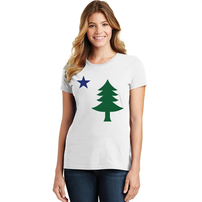 1901 Old First Flag Of Maine Pine Tree And Star Women's T-Shirt