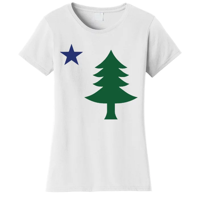 1901 Old First Flag Of Maine Pine Tree And Star Women's T-Shirt