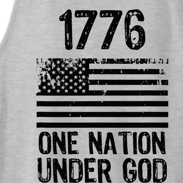 1776 One Nation Under God Patriotic Flag Ladies Tri-Blend Wicking Tank