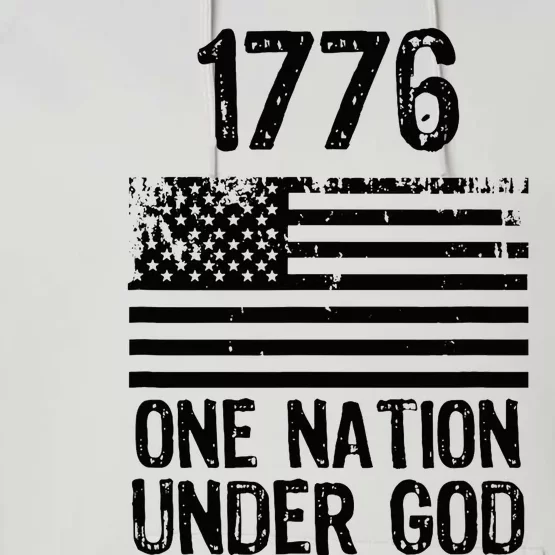 1776 One Nation Under God Patriotic Flag Performance Fleece Hoodie