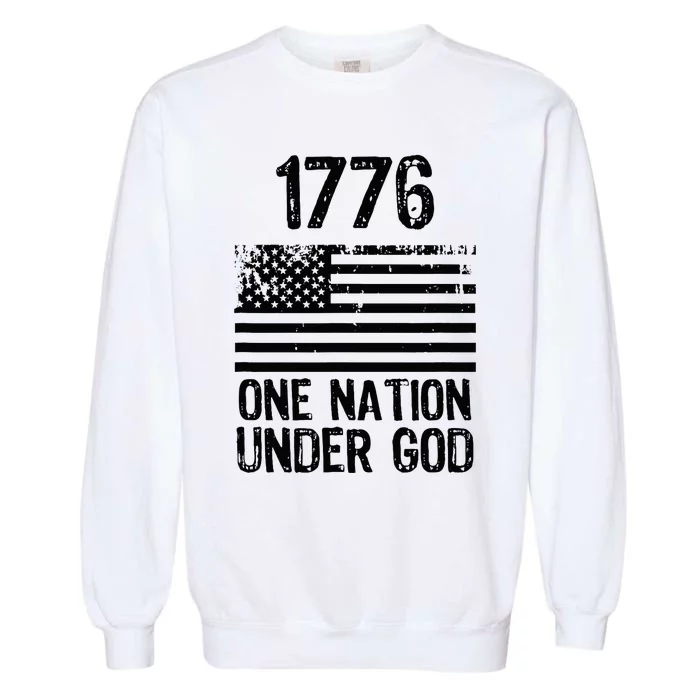 1776 One Nation Under God Patriotic Flag Garment-Dyed Sweatshirt