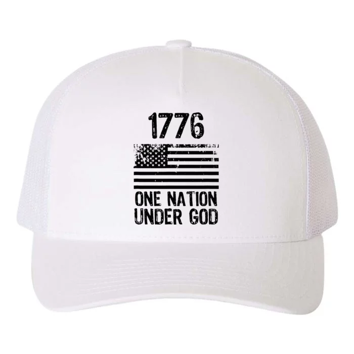 1776 One Nation Under God Patriotic Flag Yupoong Adult 5-Panel Trucker Hat