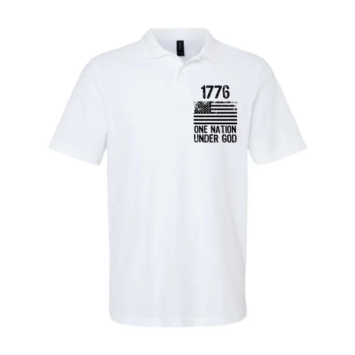 1776 One Nation Under God Patriotic Flag Softstyle Adult Sport Polo