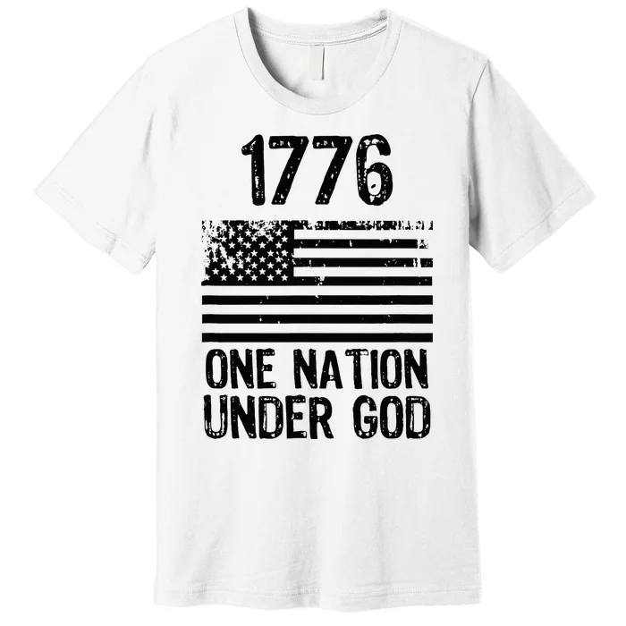 1776 One Nation Under God Patriotic Flag Premium T-Shirt