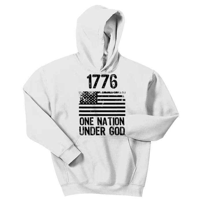 1776 One Nation Under God Patriotic Flag Kids Hoodie