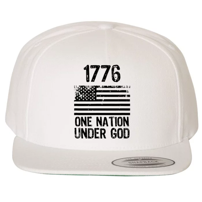 1776 One Nation Under God Patriotic Flag Wool Snapback Cap