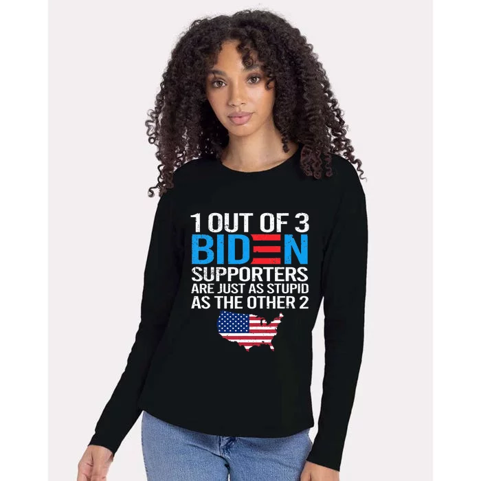 1 Out Of 3 Biden Supporters Are Just As Stupid Flag Womens Cotton Relaxed Long Sleeve T-Shirt