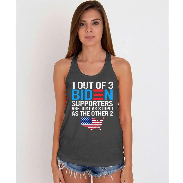 1 Out Of 3 Biden Supporters Are Just As Stupid Flag Women's Knotted Racerback Tank