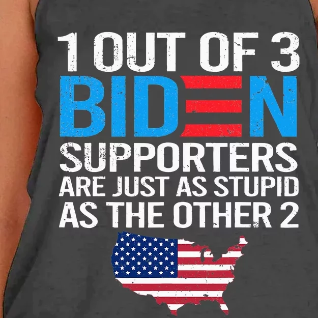 1 Out Of 3 Biden Supporters Are Just As Stupid Flag Women's Knotted Racerback Tank