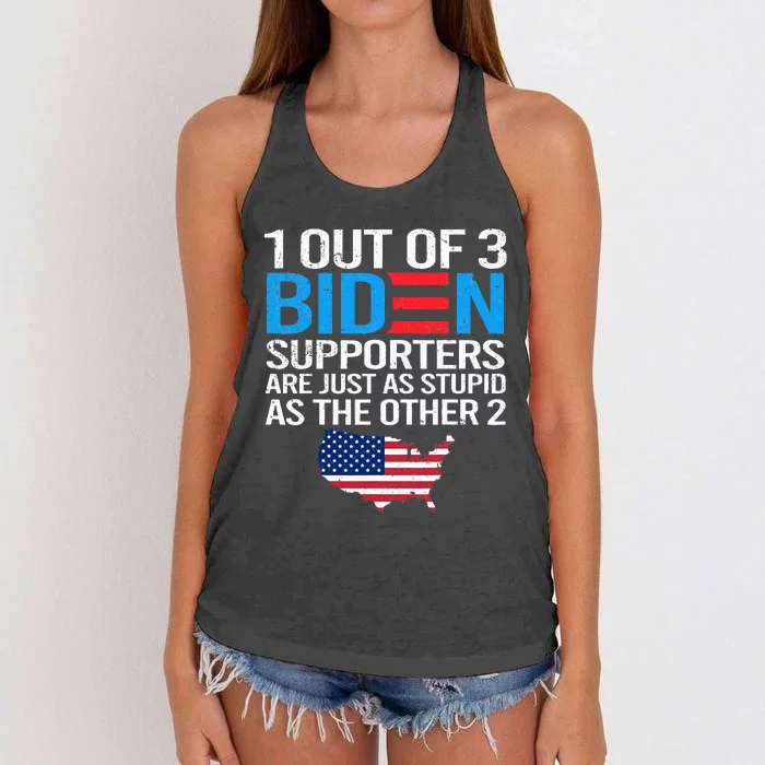 1 Out Of 3 Biden Supporters Are Just As Stupid Flag Women's Knotted Racerback Tank