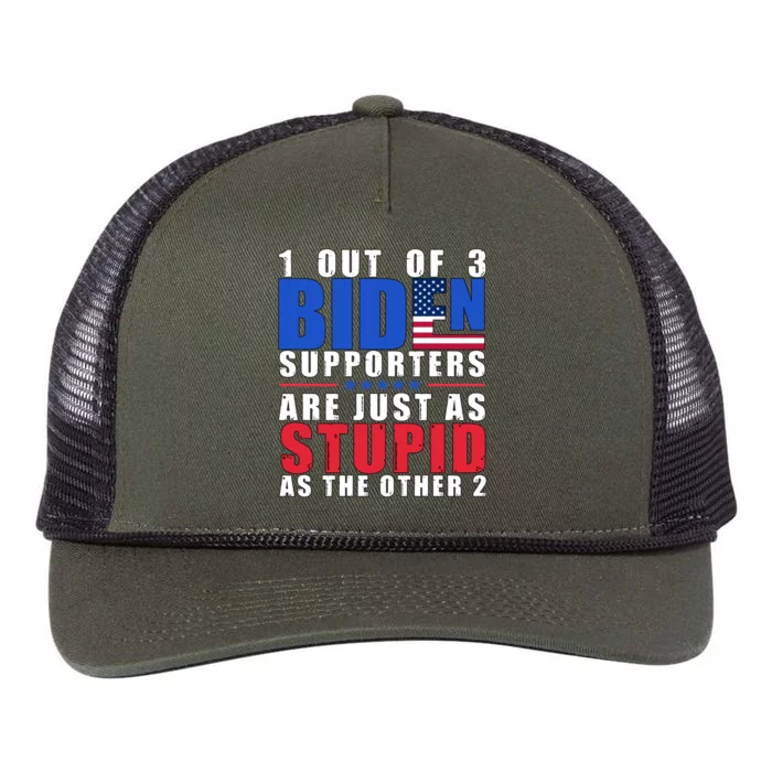 1 Out Of 3 Biden Supporters Are Just As Stupid As The Other Gift Retro Rope Trucker Hat Cap