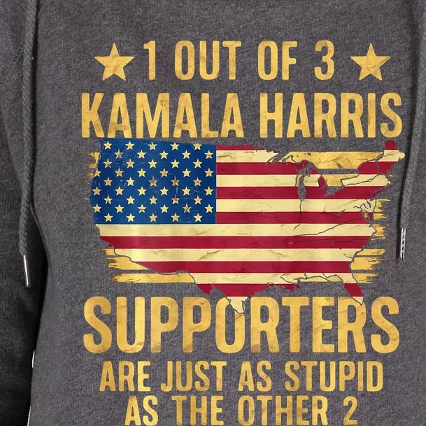 1 Out Of 3 Kamala Harris Supporters Stupid Womens Funnel Neck Pullover Hood