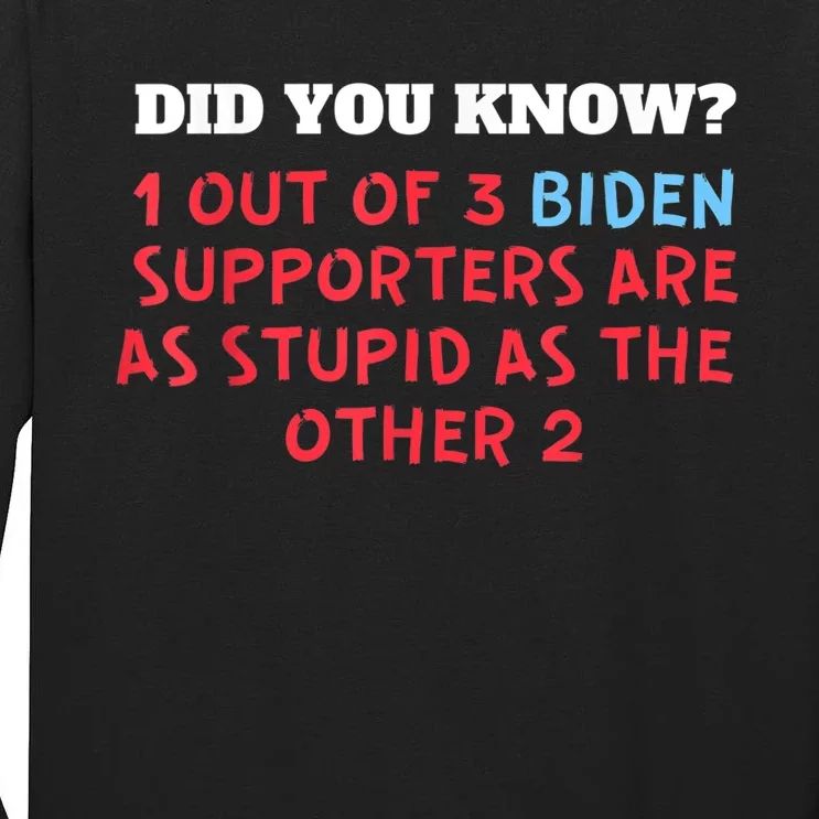 1 Out Of 3 Biden Supporters Are As Stupid As The Other 2 Tee Tall Long Sleeve T-Shirt